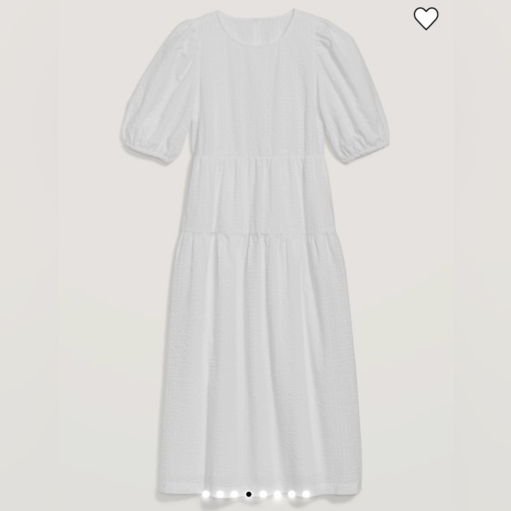 Old Navy Tiered Puff-Sleeve All Day Midi Swing Dress